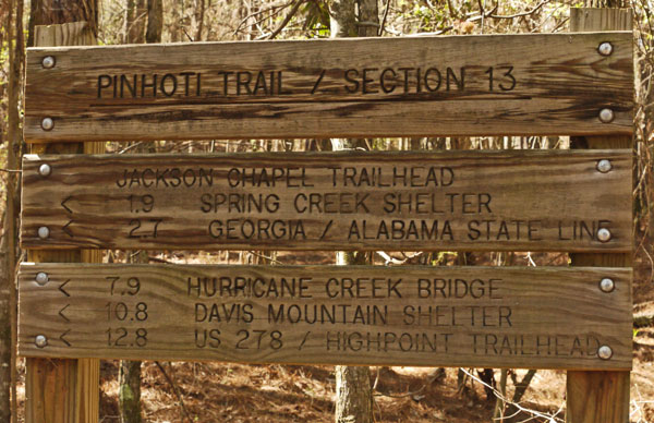 Jackson Chapel Road Trailhead Sign