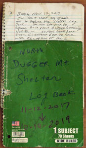 Cover of Dugger Mountain Shelter 2017 - 2019 Log Book