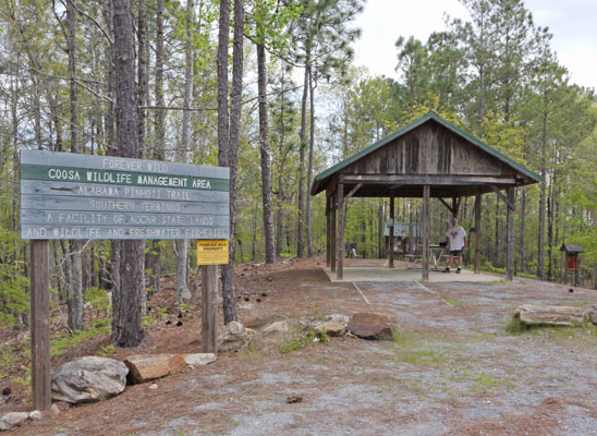 Old Flagg Pinhoti Picnic Pavilion Terminus. The register is a few minutes down the trail behind the shelter.